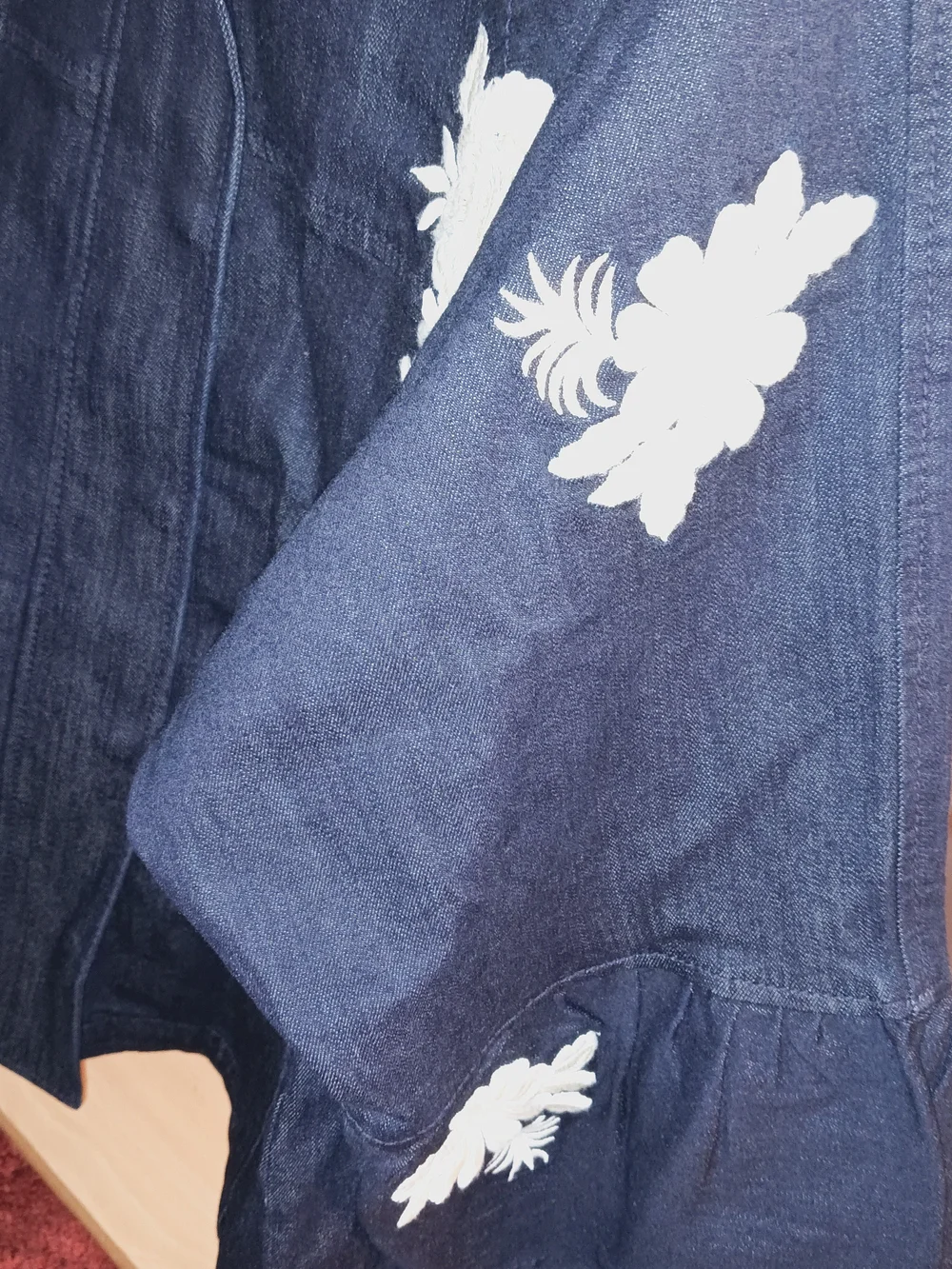 Banana Republic Denim And Embroidery Flower Jacket Sz Large
